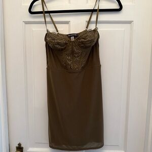 Urban Outfitters Olive Green Modern Love Corset Mini Dress